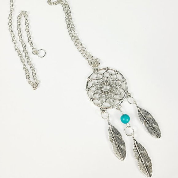 Boho Feather Dreamcatcher Necklace - Picture 1 of 3